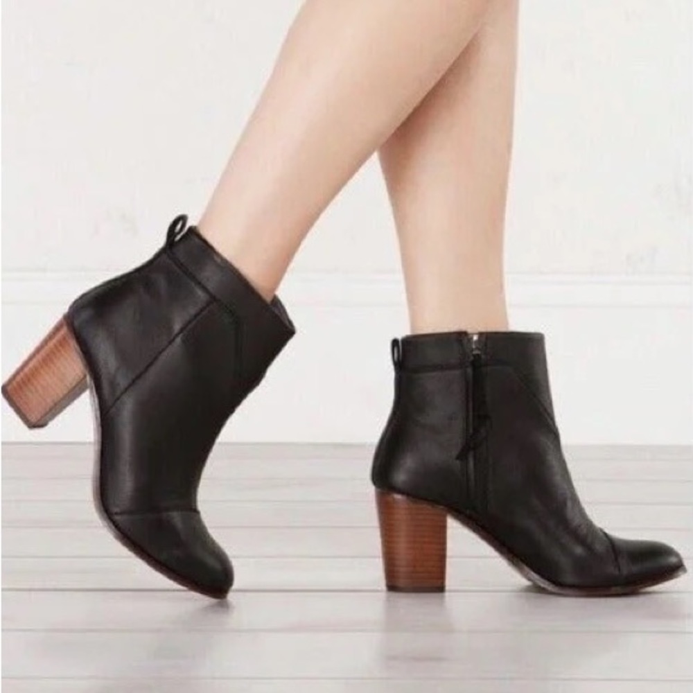 TOMs Leather Boot with Wooden Heel